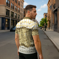 Oktoberfest Bavarian Heritage Zipper Polo Shirt Edelweiss Beer Festival Gold Pattern