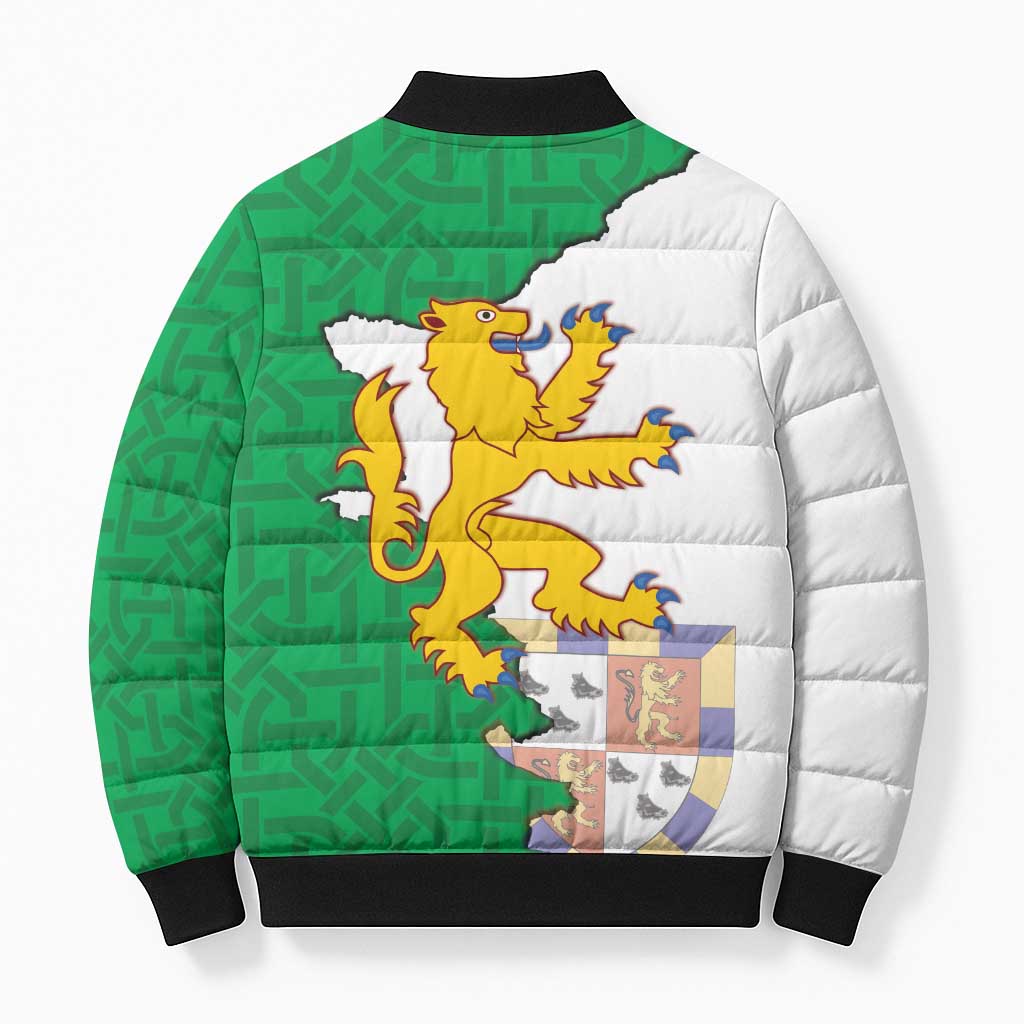 Radnorshire Wales Bomber Puffer Jacket Map and Emblem Celtic Style - Wonder Print Shop