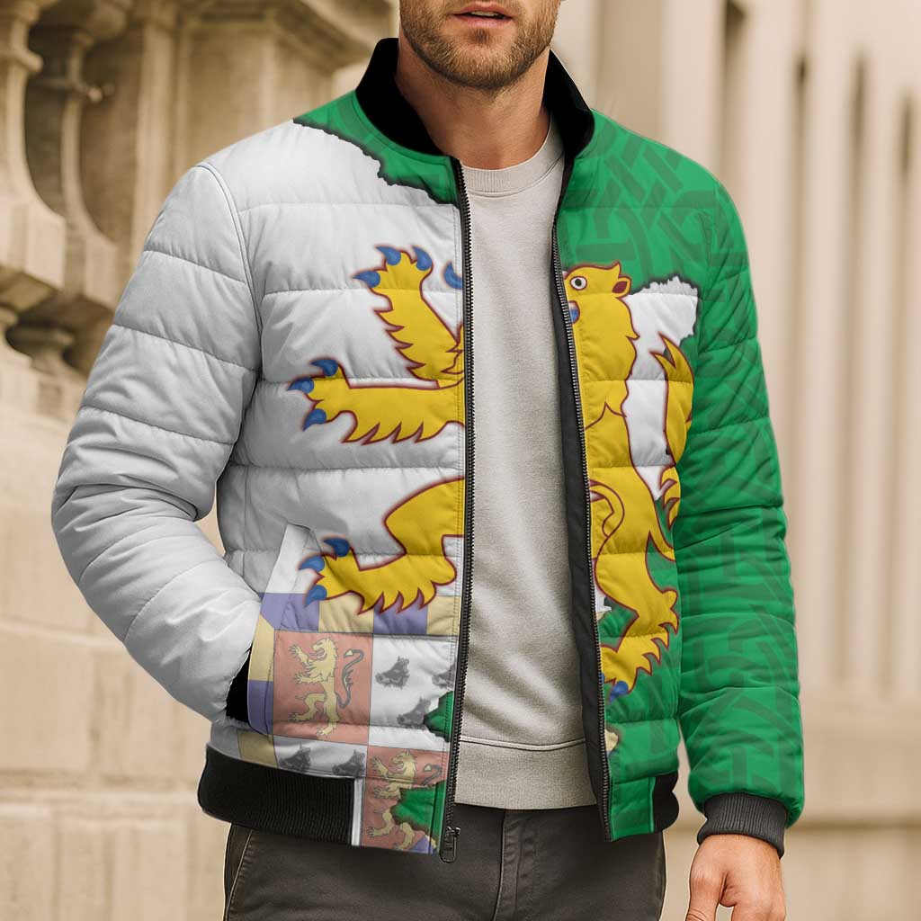 Radnorshire Wales Bomber Puffer Jacket Map and Emblem Celtic Style - Wonder Print Shop