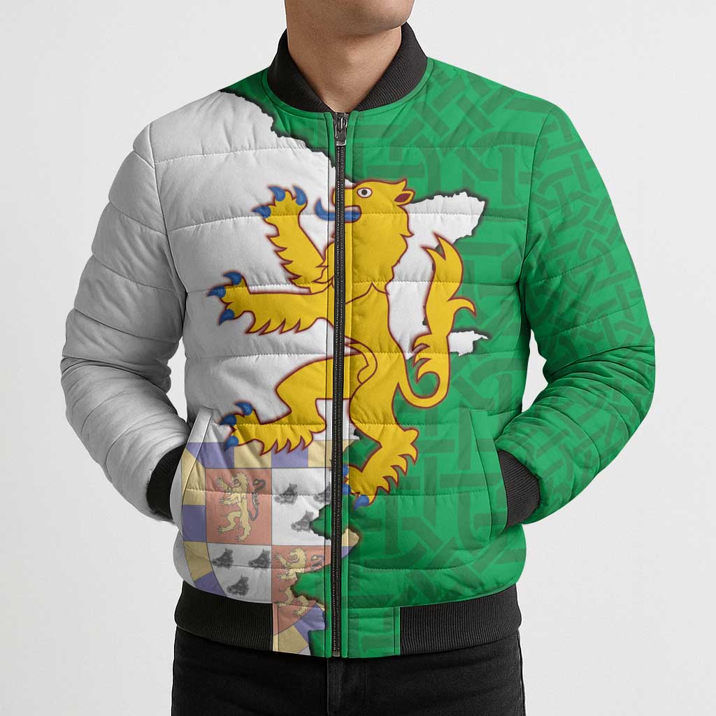 Radnorshire Wales Bomber Puffer Jacket Map and Emblem Celtic Style - Wonder Print Shop