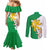 Radnorshire Wales Couples Matching Mermaid Dress and Long Sleeve Button Shirt Map and Emblem Celtic Style - Wonder Print Shop