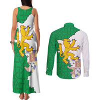 Radnorshire Wales Couples Matching Tank Maxi Dress and Long Sleeve Button Shirt Map and Emblem Celtic Style - Wonder Print Shop