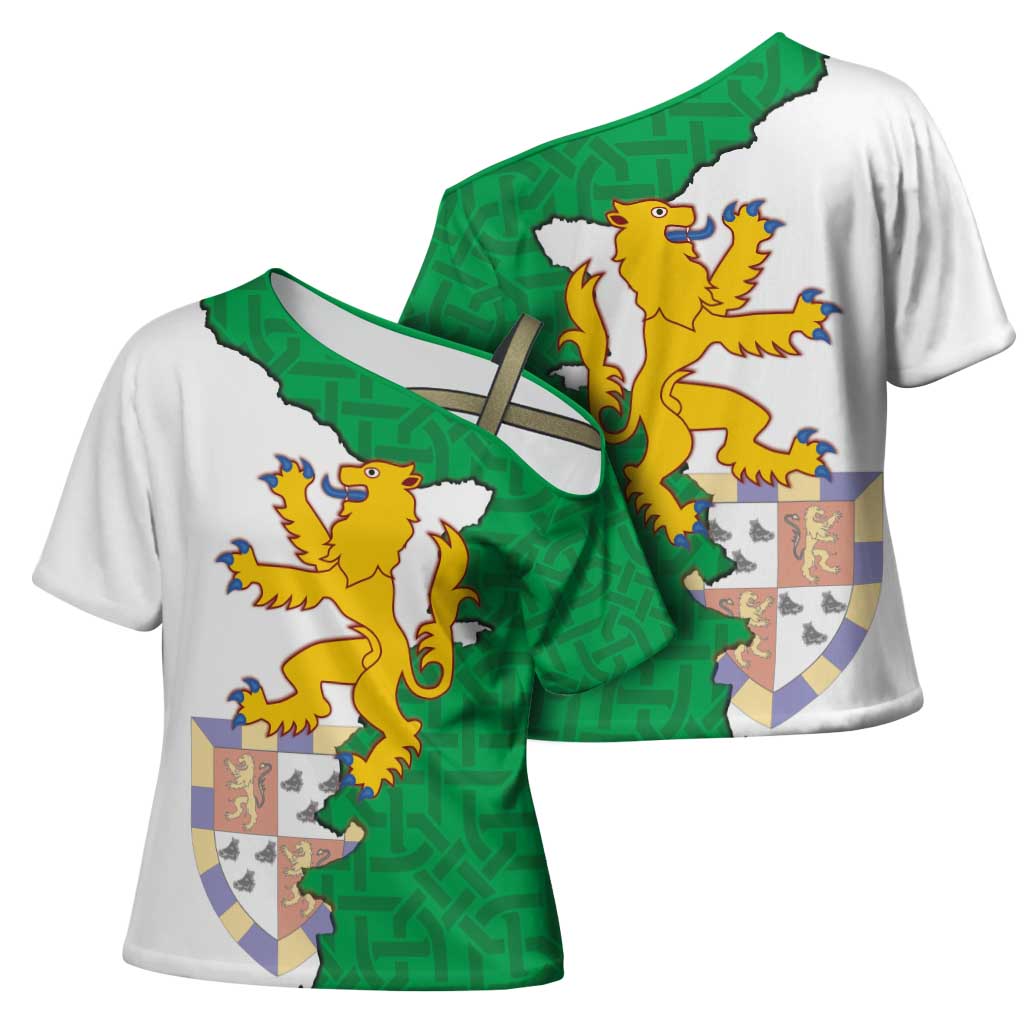 Radnorshire Wales Cross Shoulder Shirt Map and Emblem Celtic Style - Wonder Print Shop