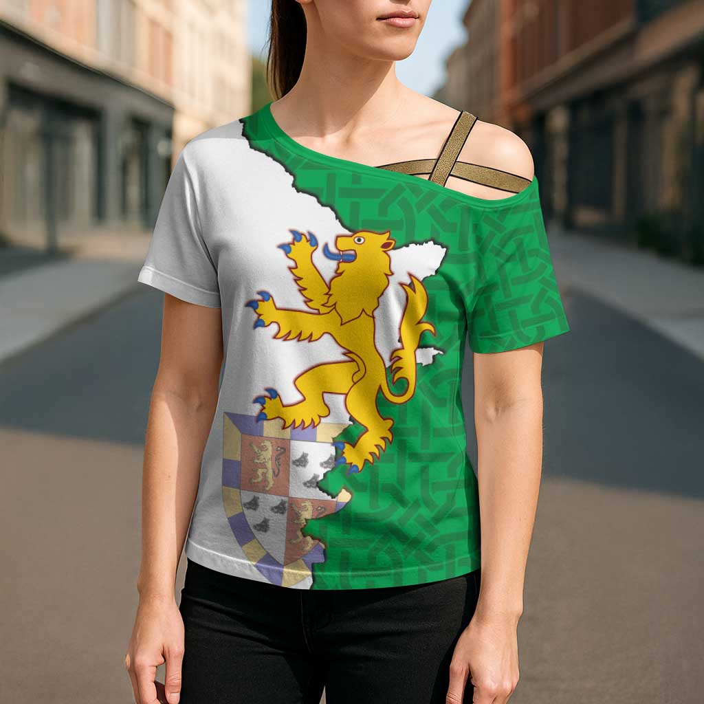 Radnorshire Wales Cross Shoulder Shirt Map and Emblem Celtic Style - Wonder Print Shop