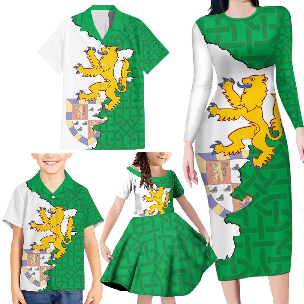 Radnorshire Wales Family Matching Long Sleeve Bodycon Dress and Hawaiian Shirt Map and Emblem Celtic Style - Wonder Print Shop