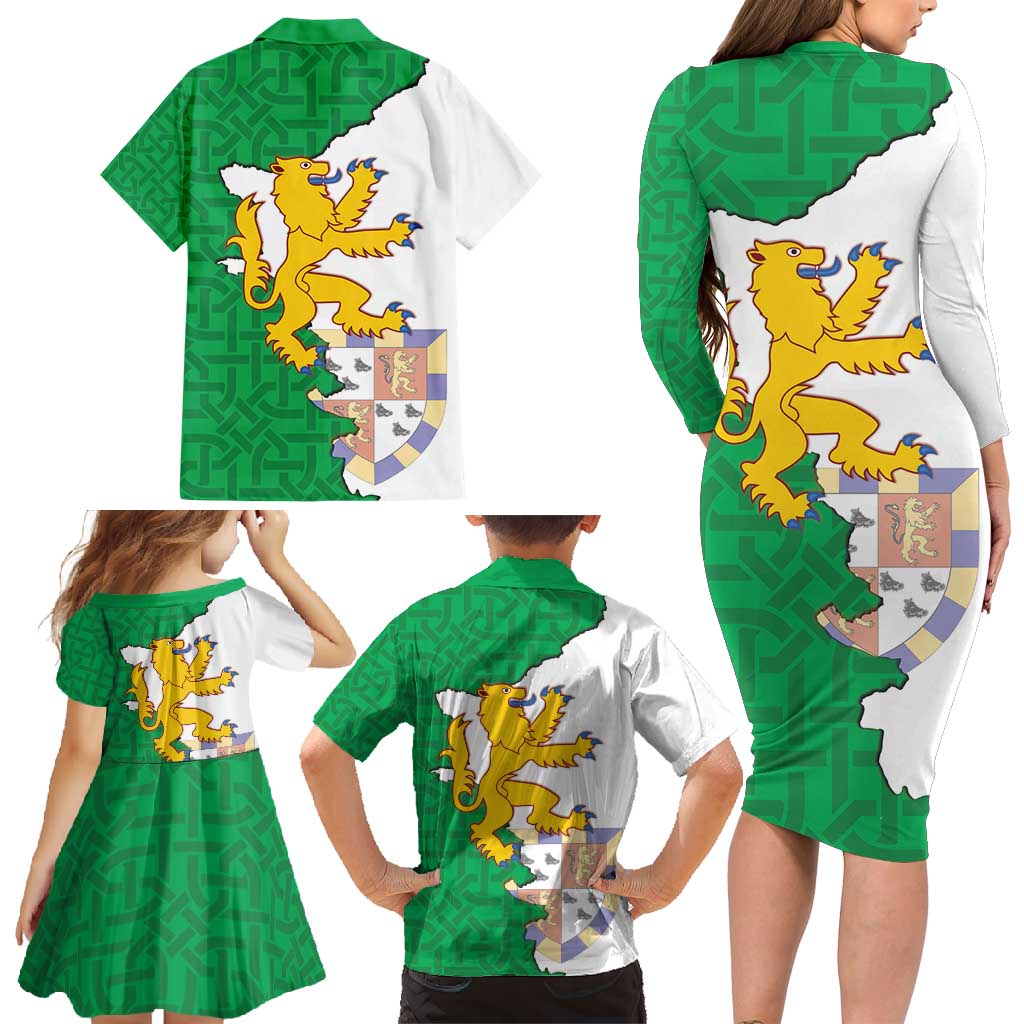 Radnorshire Wales Family Matching Long Sleeve Bodycon Dress and Hawaiian Shirt Map and Emblem Celtic Style - Wonder Print Shop