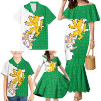 Radnorshire Wales Family Matching Mermaid Dress and Hawaiian Shirt Map and Emblem Celtic Style - Wonder Print Shop
