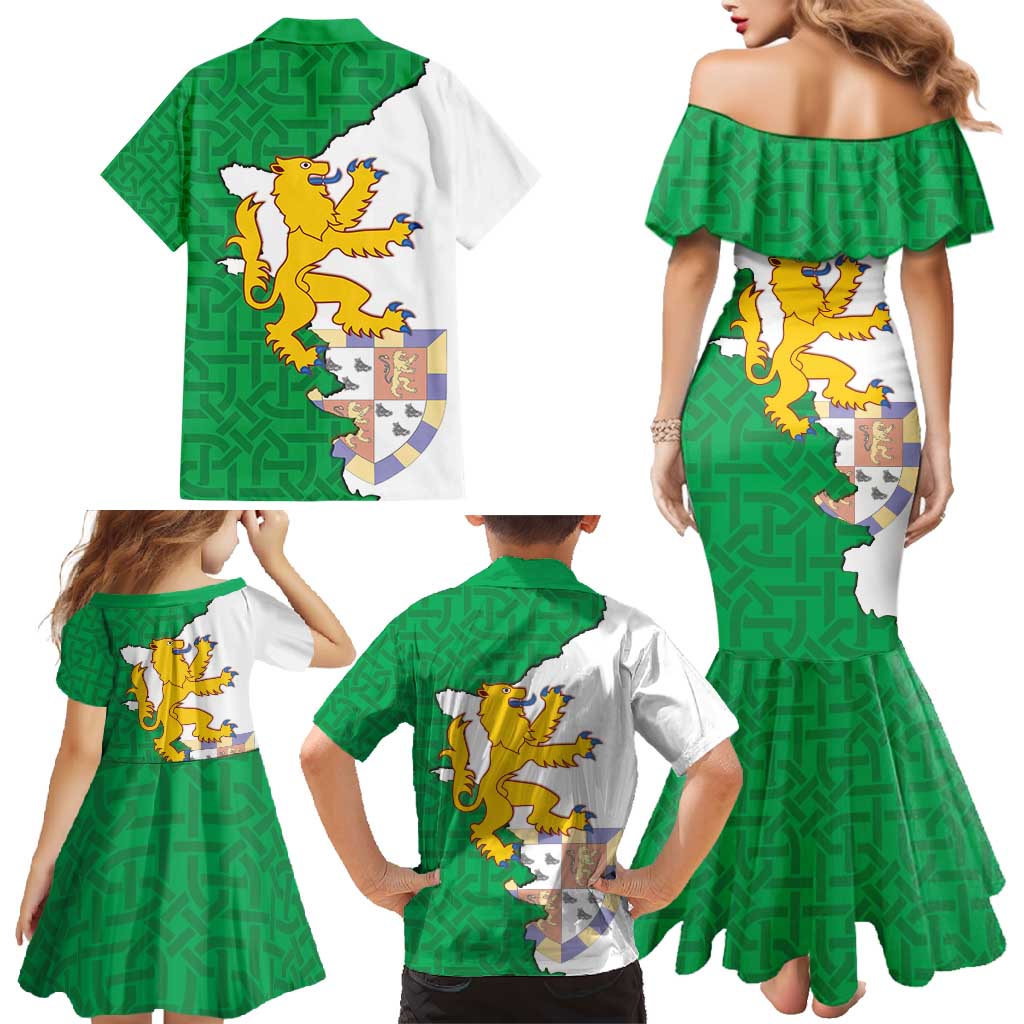 Radnorshire Wales Family Matching Mermaid Dress and Hawaiian Shirt Map and Emblem Celtic Style - Wonder Print Shop
