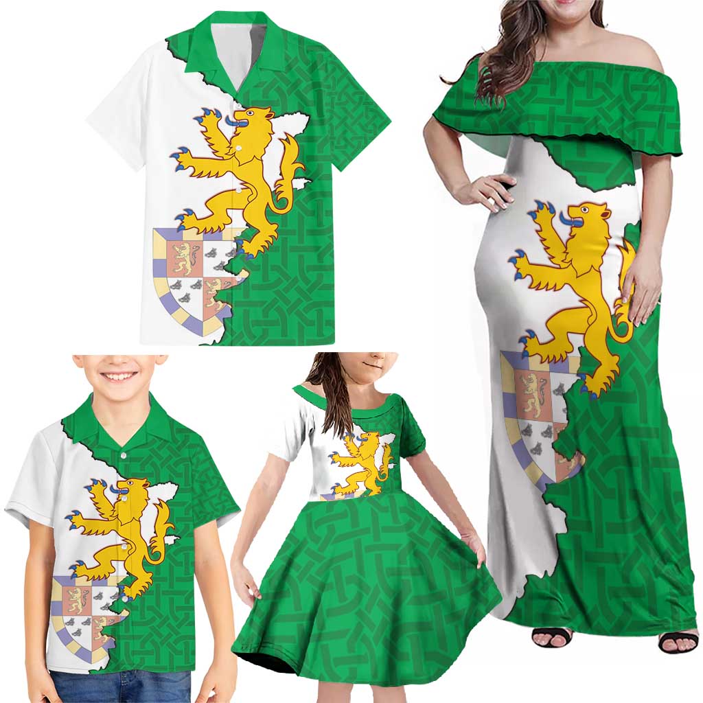 Radnorshire Wales Family Matching Off Shoulder Maxi Dress and Hawaiian Shirt Map and Emblem Celtic Style - Wonder Print Shop