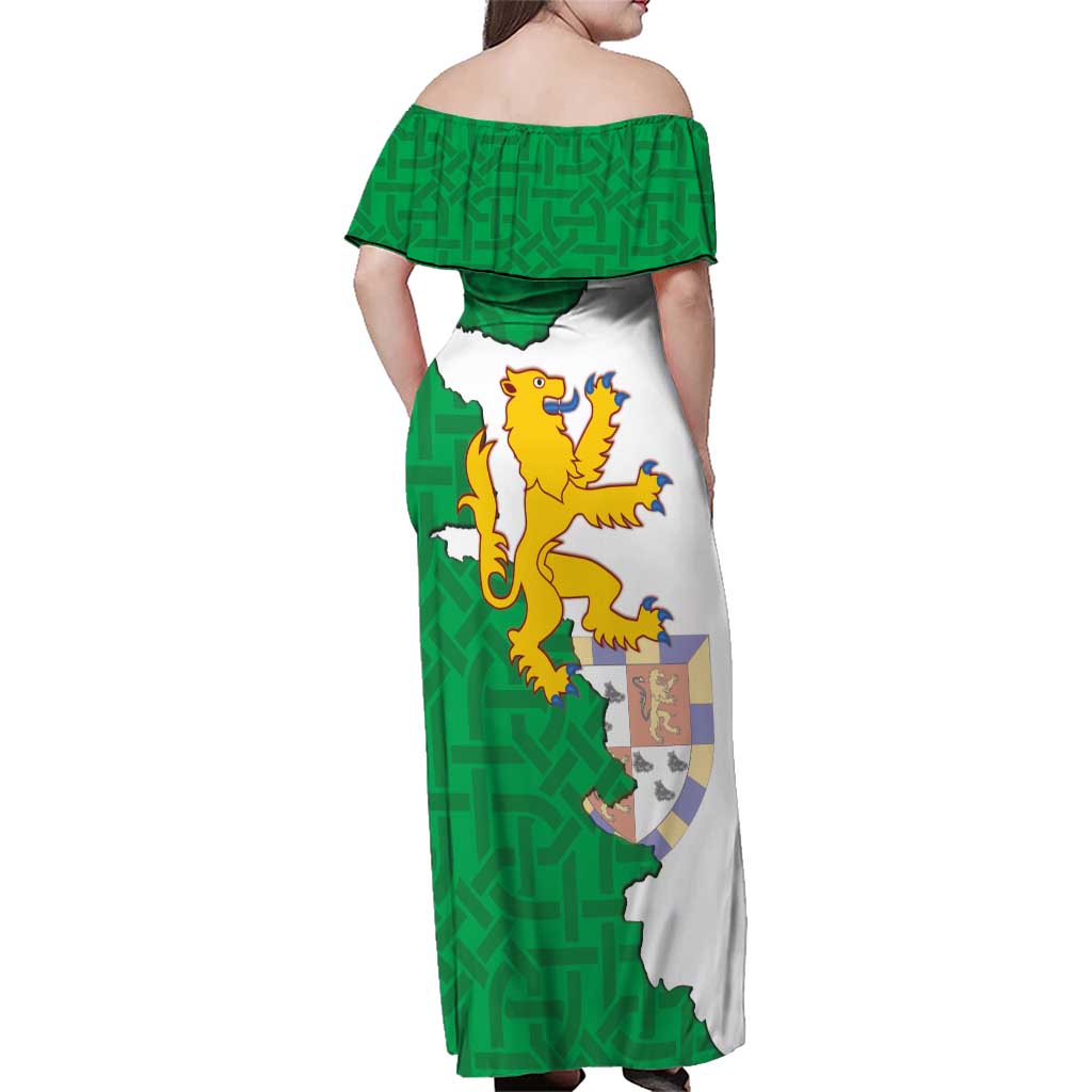 Radnorshire Wales Family Matching Off Shoulder Maxi Dress and Hawaiian Shirt Map and Emblem Celtic Style - Wonder Print Shop