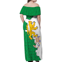 Radnorshire Wales Family Matching Off Shoulder Maxi Dress and Hawaiian Shirt Map and Emblem Celtic Style - Wonder Print Shop