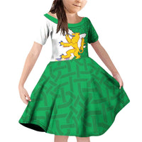 Radnorshire Wales Family Matching Off Shoulder Short Dress and Hawaiian Shirt Map and Emblem Celtic Style - Wonder Print Shop