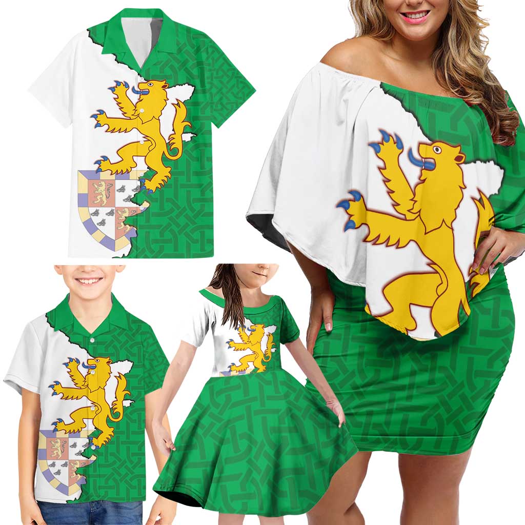 Radnorshire Wales Family Matching Off Shoulder Short Dress and Hawaiian Shirt Map and Emblem Celtic Style - Wonder Print Shop