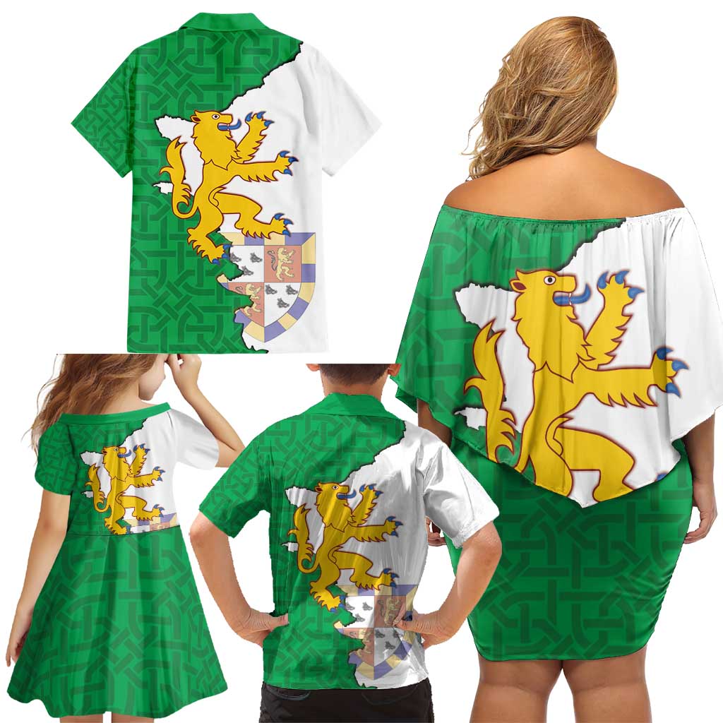 Radnorshire Wales Family Matching Off Shoulder Short Dress and Hawaiian Shirt Map and Emblem Celtic Style - Wonder Print Shop