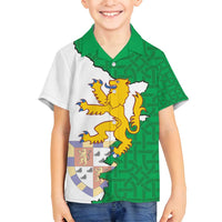 Radnorshire Wales Family Matching Off Shoulder Short Dress and Hawaiian Shirt Map and Emblem Celtic Style - Wonder Print Shop