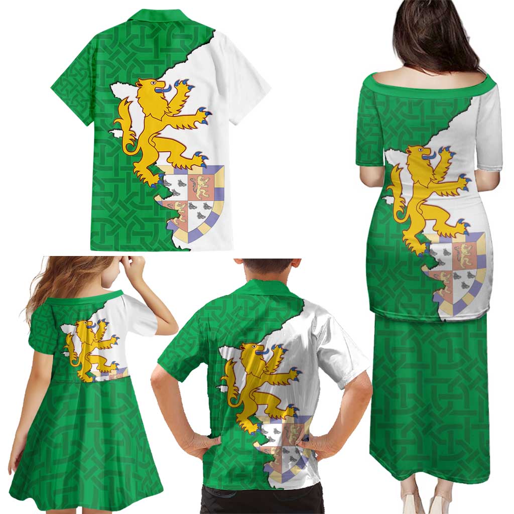 Radnorshire Wales Family Matching Puletasi and Hawaiian Shirt Map and Emblem Celtic Style - Wonder Print Shop