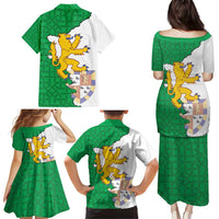Radnorshire Wales Family Matching Puletasi and Hawaiian Shirt Map and Emblem Celtic Style - Wonder Print Shop