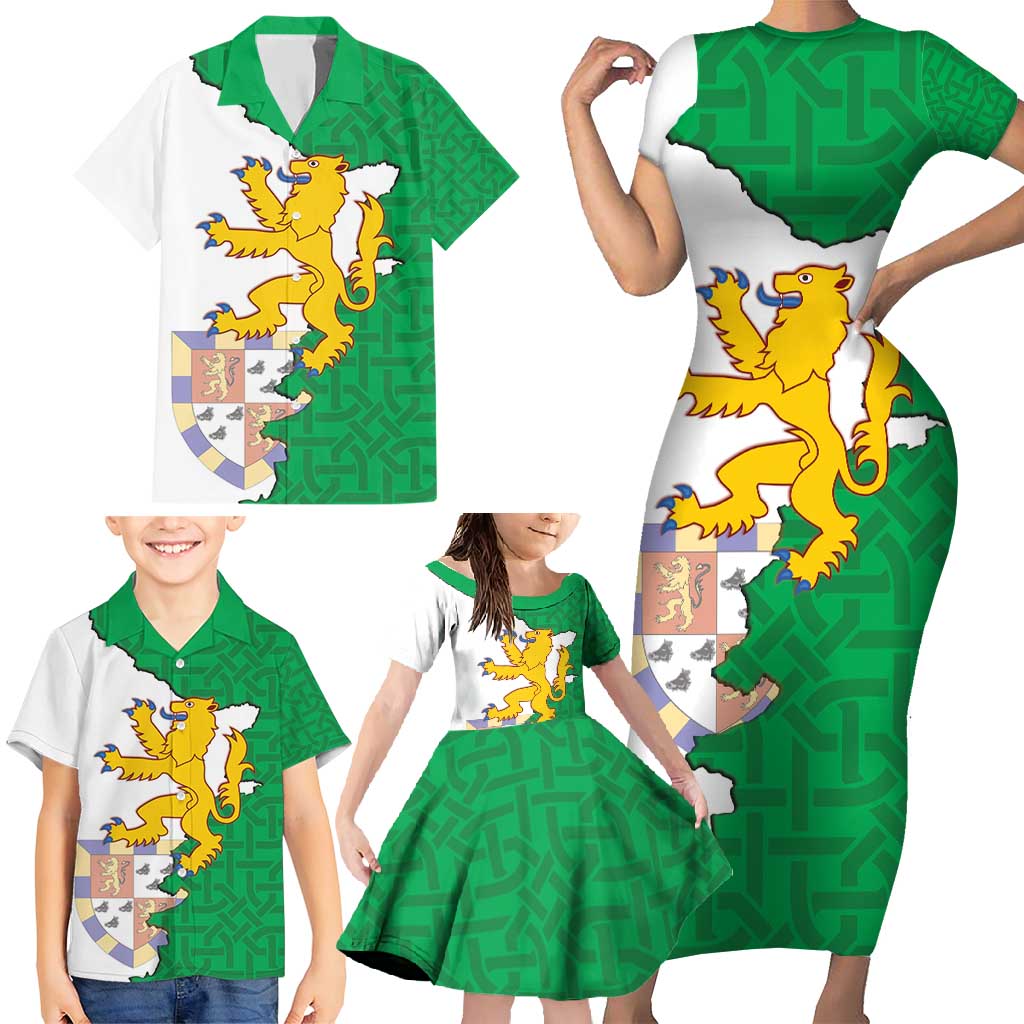 Radnorshire Wales Family Matching Short Sleeve Bodycon Dress and Hawaiian Shirt Map and Emblem Celtic Style - Wonder Print Shop