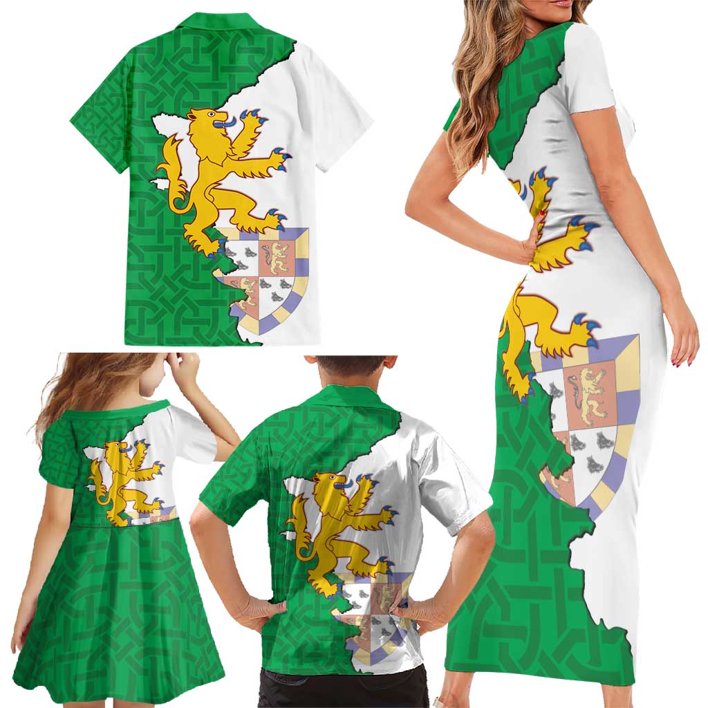 Radnorshire Wales Family Matching Short Sleeve Bodycon Dress and Hawaiian Shirt Map and Emblem Celtic Style - Wonder Print Shop