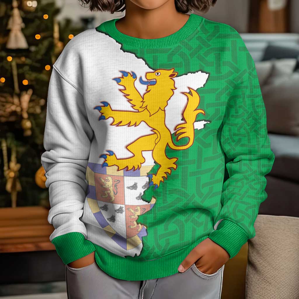 Radnorshire Wales Kid Ugly Christmas Sweater Map and Emblem Celtic Style - Wonder Print Shop