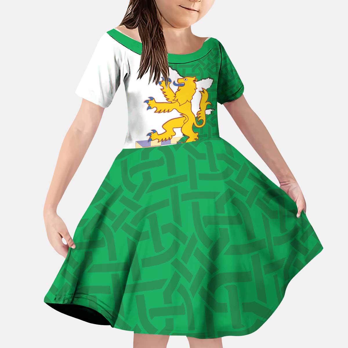 Radnorshire Wales Kid Short Sleeve Dress Map and Emblem Celtic Style - Wonder Print Shop
