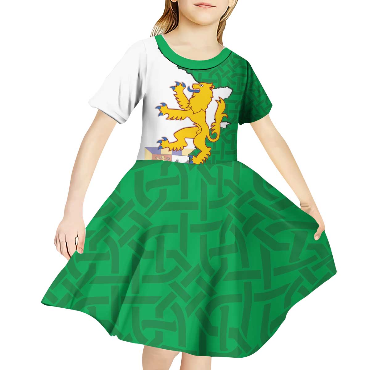 Radnorshire Wales Kid Short Sleeve Dress Map and Emblem Celtic Style - Wonder Print Shop