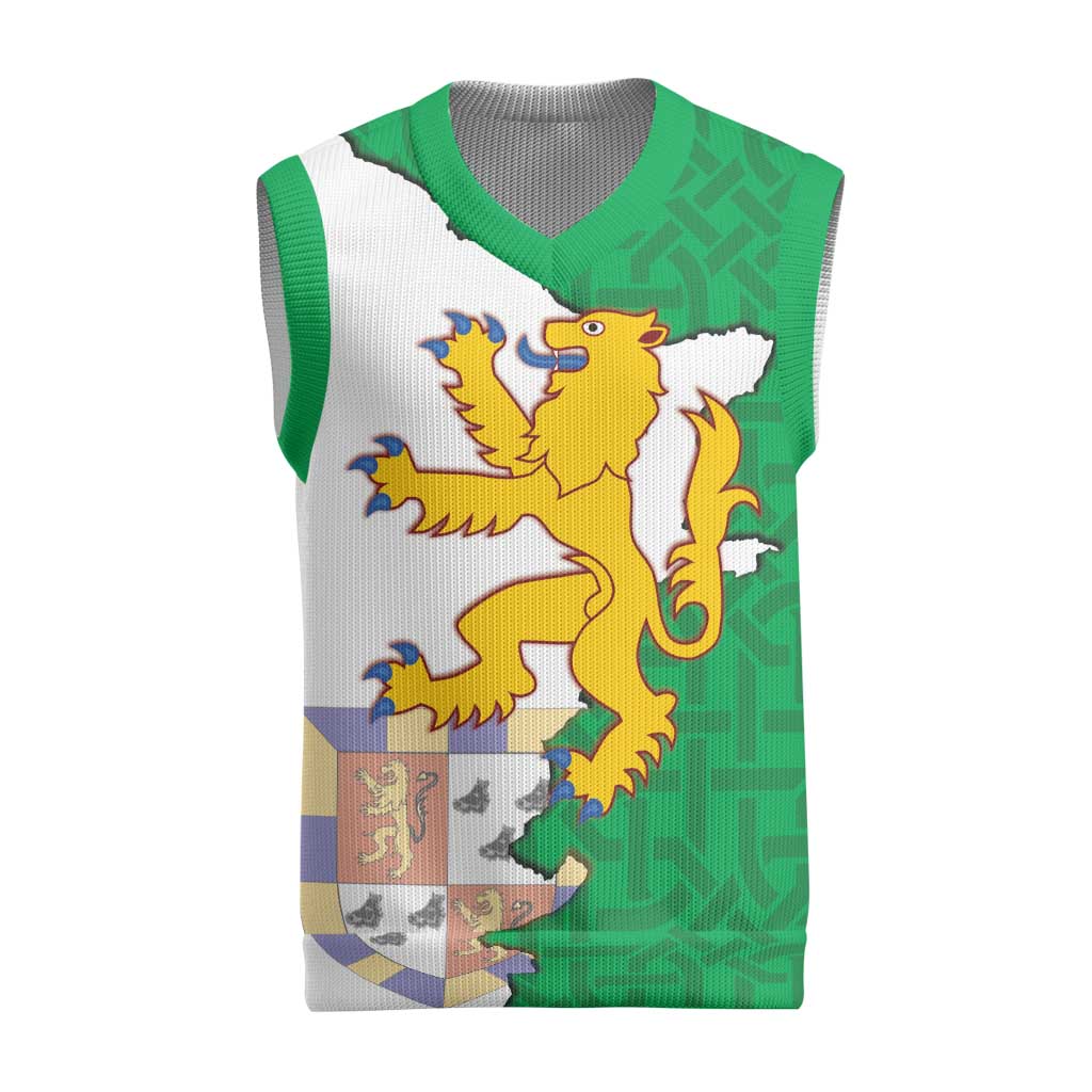 Radnorshire Wales Christmas Knitted V-Neck Vest Map and Emblem Celtic Style - Wonder Print Shop