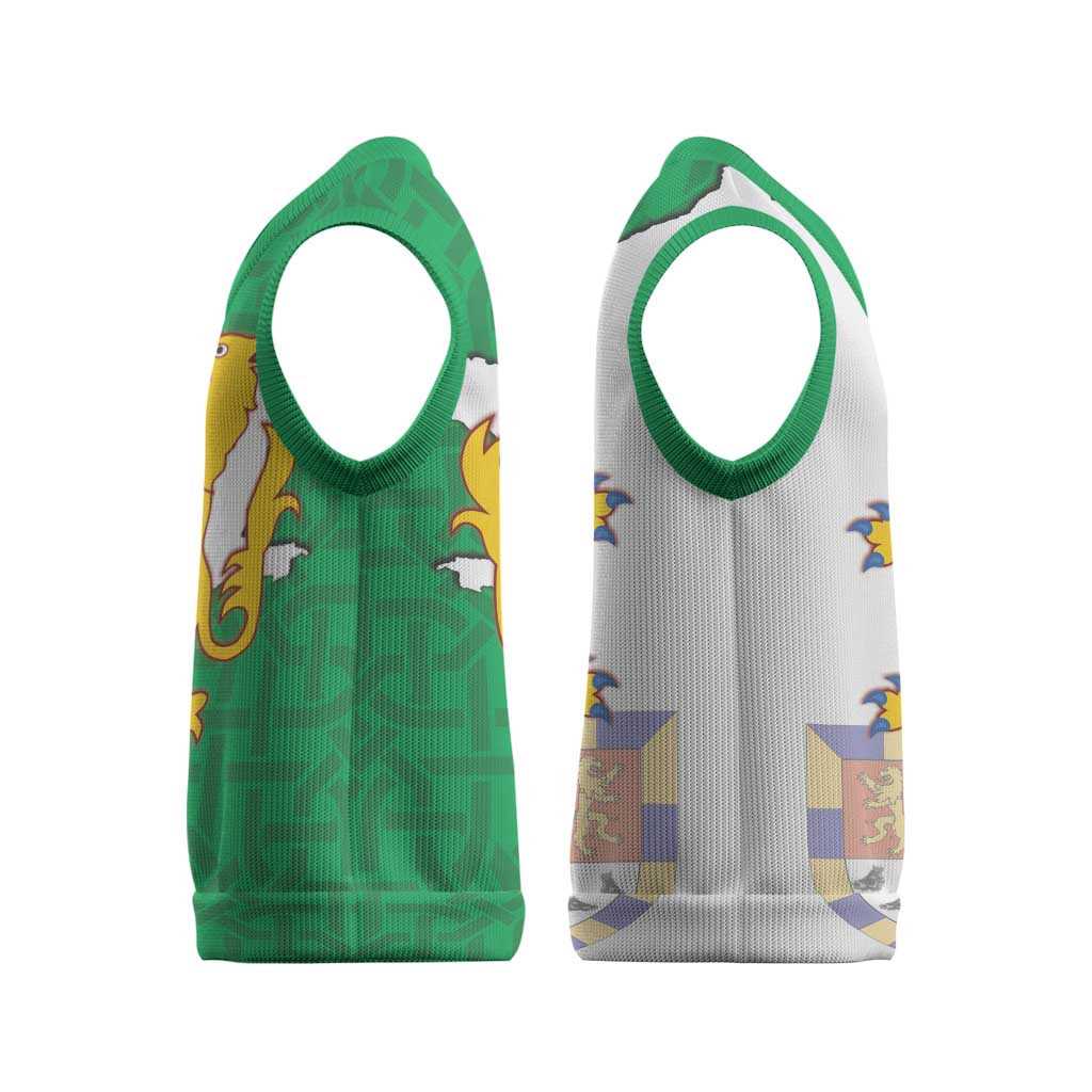 Radnorshire Wales Christmas Knitted V-Neck Vest Map and Emblem Celtic Style - Wonder Print Shop