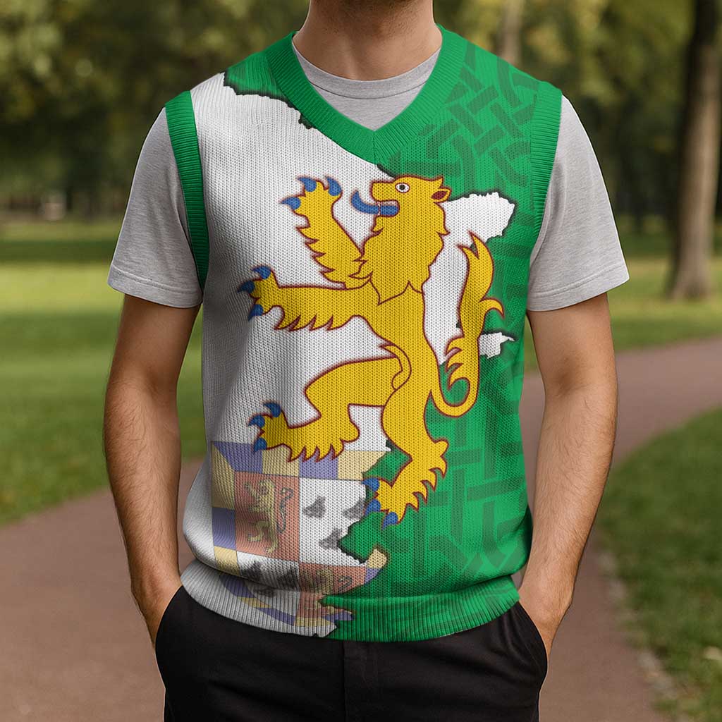 Radnorshire Wales Christmas Knitted V-Neck Vest Map and Emblem Celtic Style - Wonder Print Shop