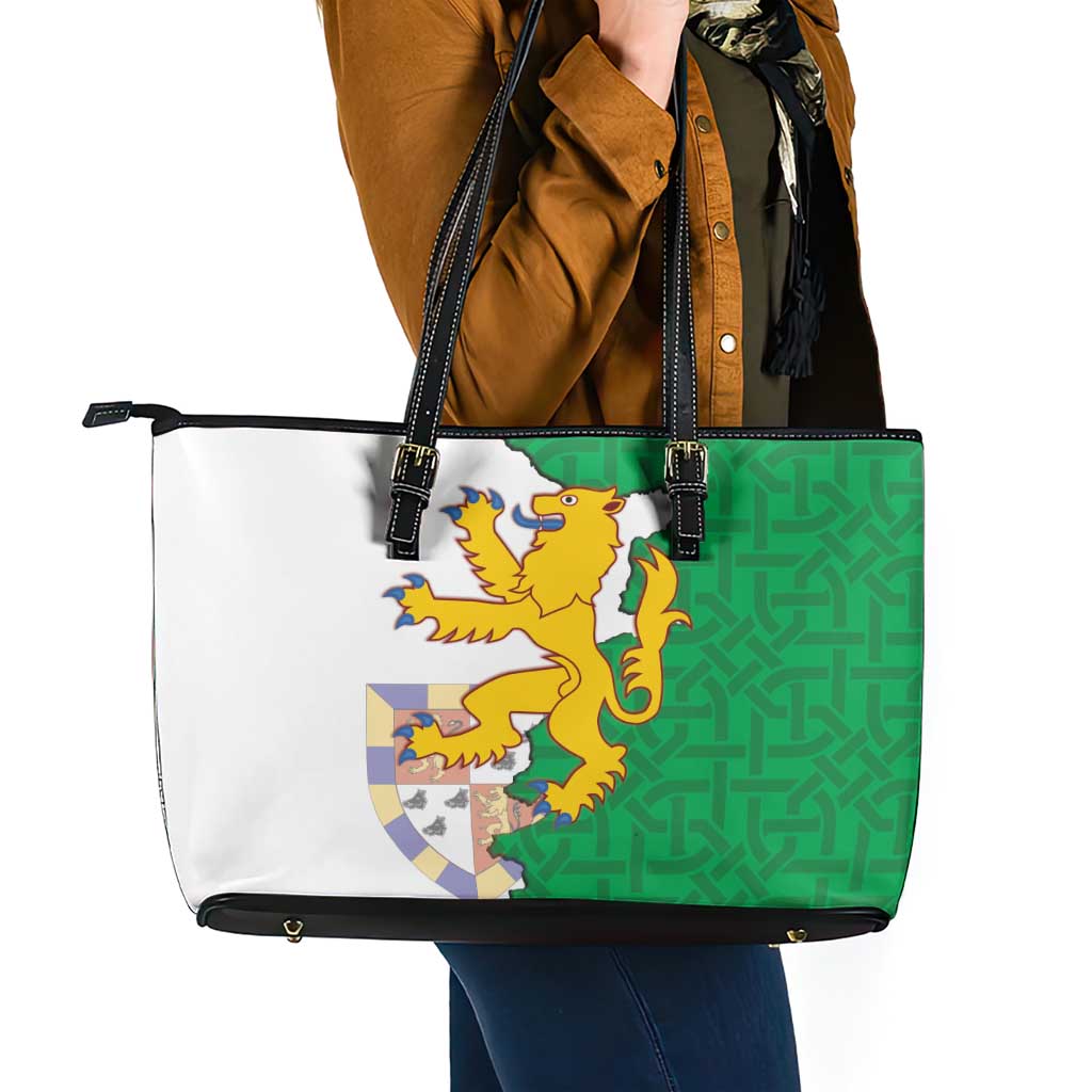 Radnorshire Wales Leather Tote Bag Map and Emblem Celtic Style - Wonder Print Shop