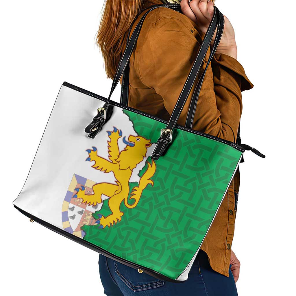 Radnorshire Wales Leather Tote Bag Map and Emblem Celtic Style - Wonder Print Shop