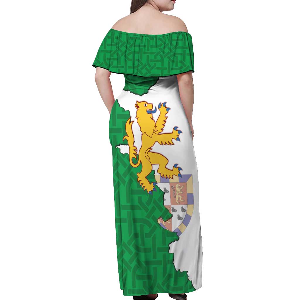 Radnorshire Wales Off Shoulder Maxi Dress Map and Emblem Celtic Style - Wonder Print Shop