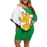 Radnorshire Wales Off Shoulder Short Dress Map and Emblem Celtic Style - Wonder Print Shop