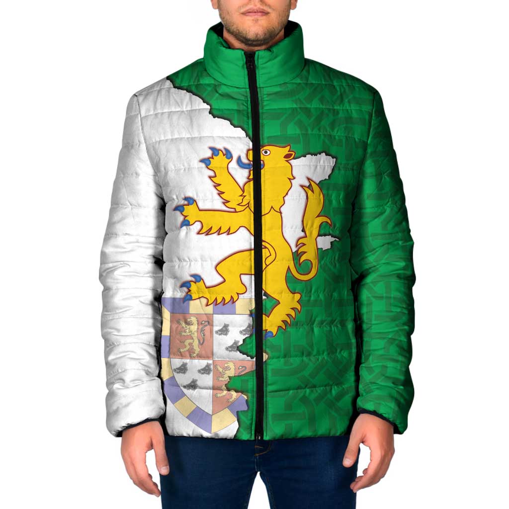 Radnorshire Wales Padded Jacket Map and Emblem Celtic Style - Wonder Print Shop