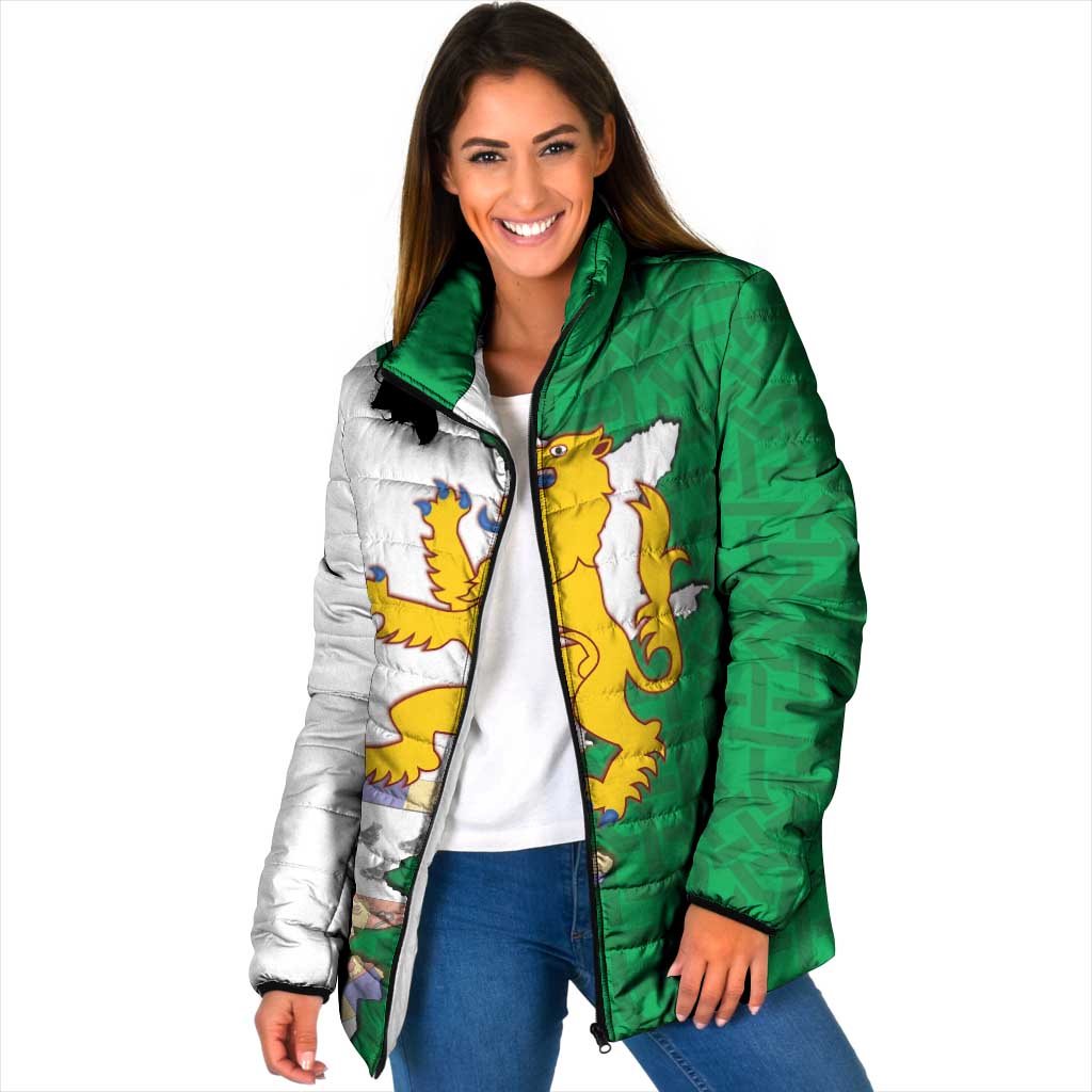 Radnorshire Wales Padded Jacket Map and Emblem Celtic Style - Wonder Print Shop