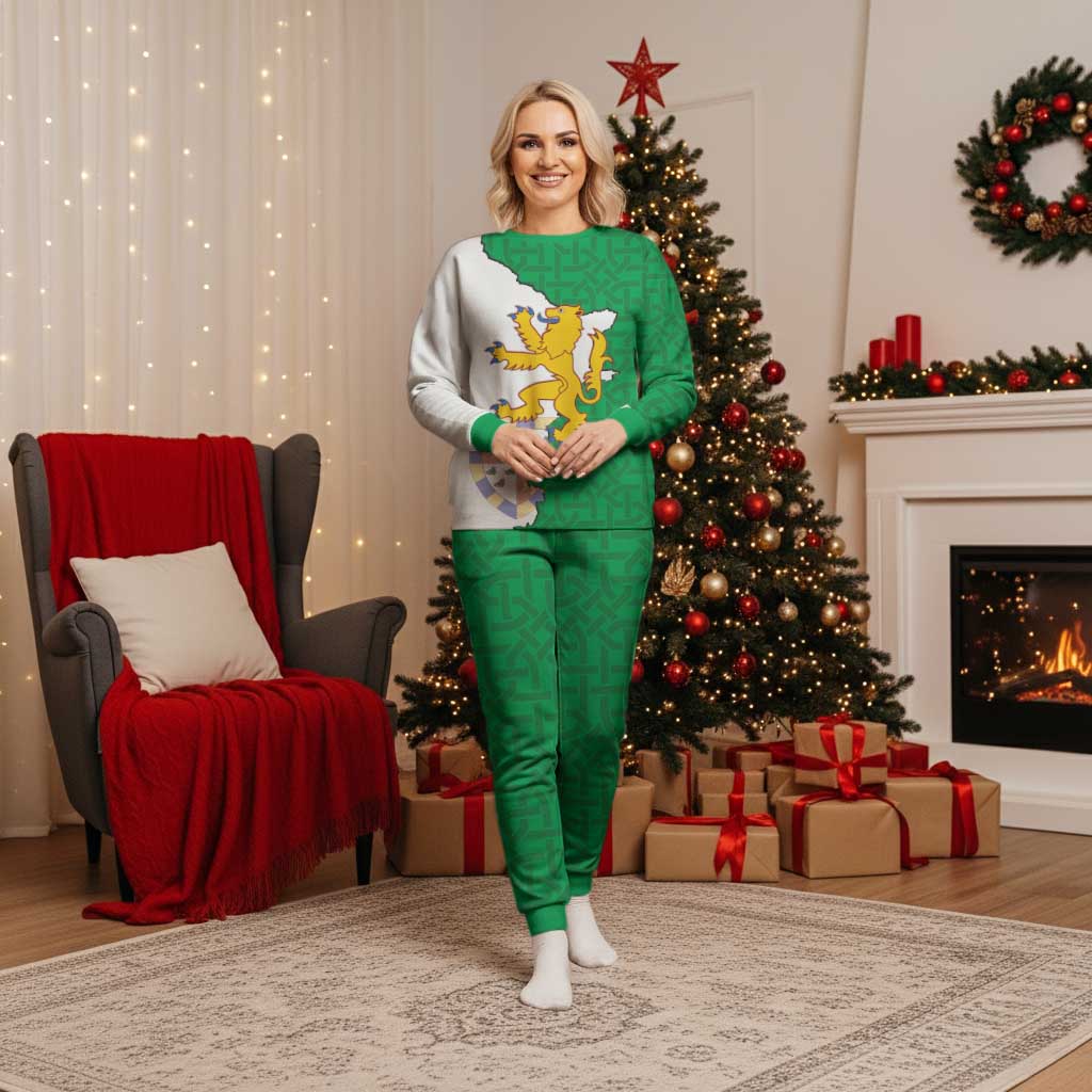 Radnorshire Wales Christmas Pajama Set Map and Emblem Celtic Style - Wonder Print Shop