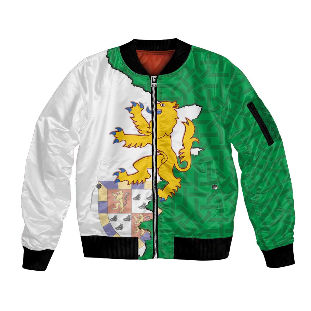 Radnorshire Wales Sleeve Zip Bomber Jacket Map and Emblem Celtic Style - Wonder Print Shop
