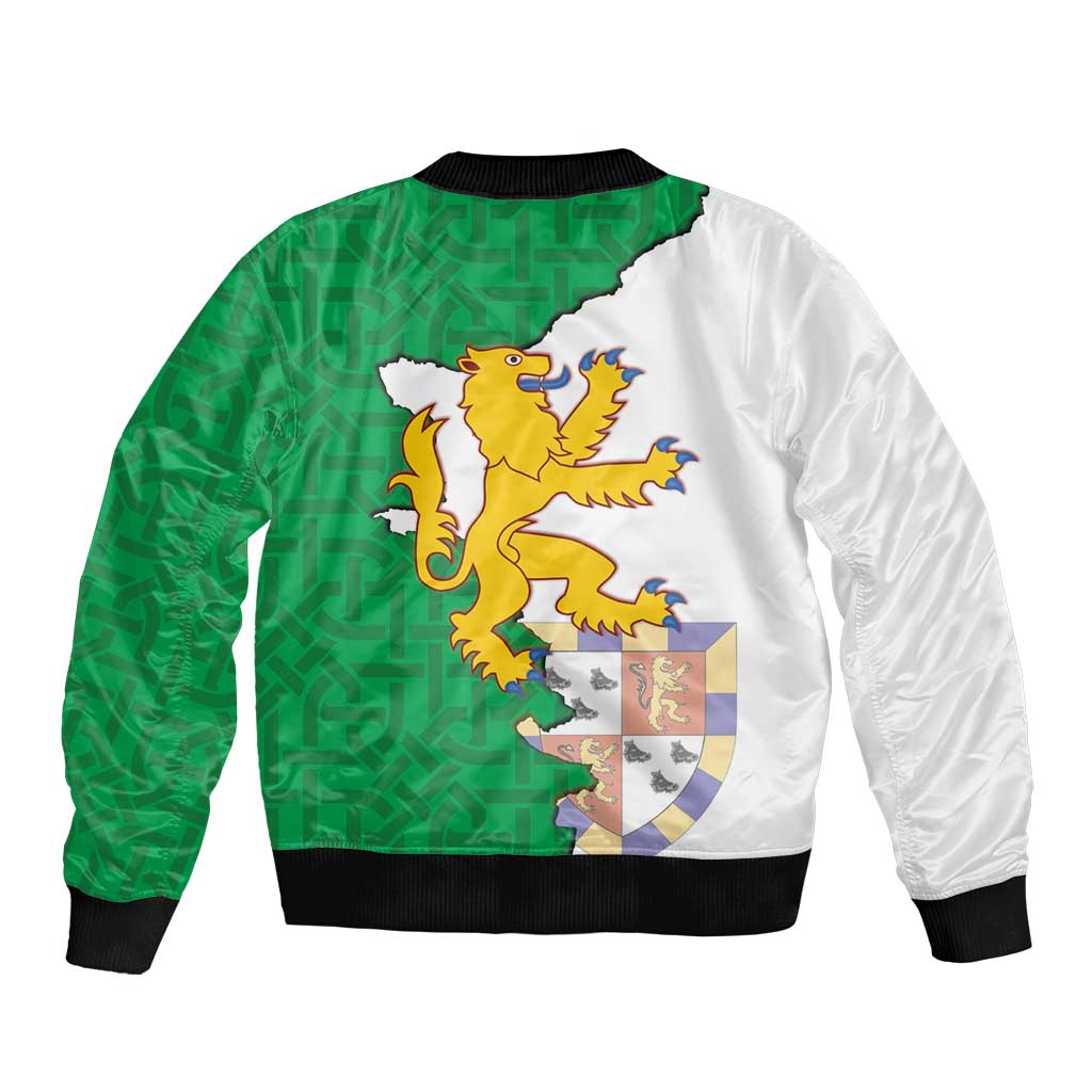 Radnorshire Wales Sleeve Zip Bomber Jacket Map and Emblem Celtic Style - Wonder Print Shop