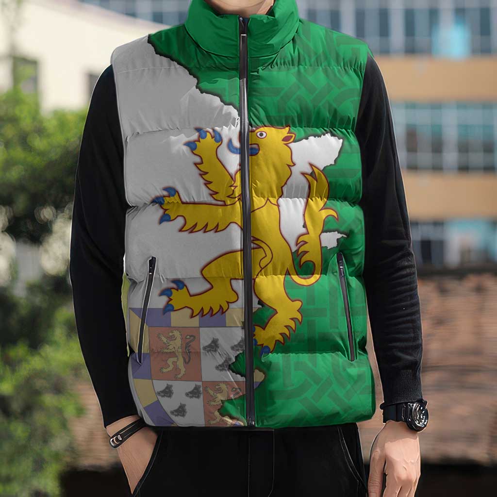 Radnorshire Wales Sleeveless Puffer Jacket Map and Emblem Celtic Style - Wonder Print Shop