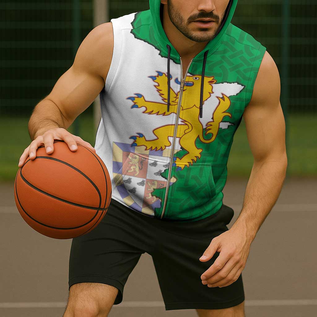 Radnorshire Wales Sleeveless Zip Hoodie Map and Emblem Celtic Style - Wonder Print Shop