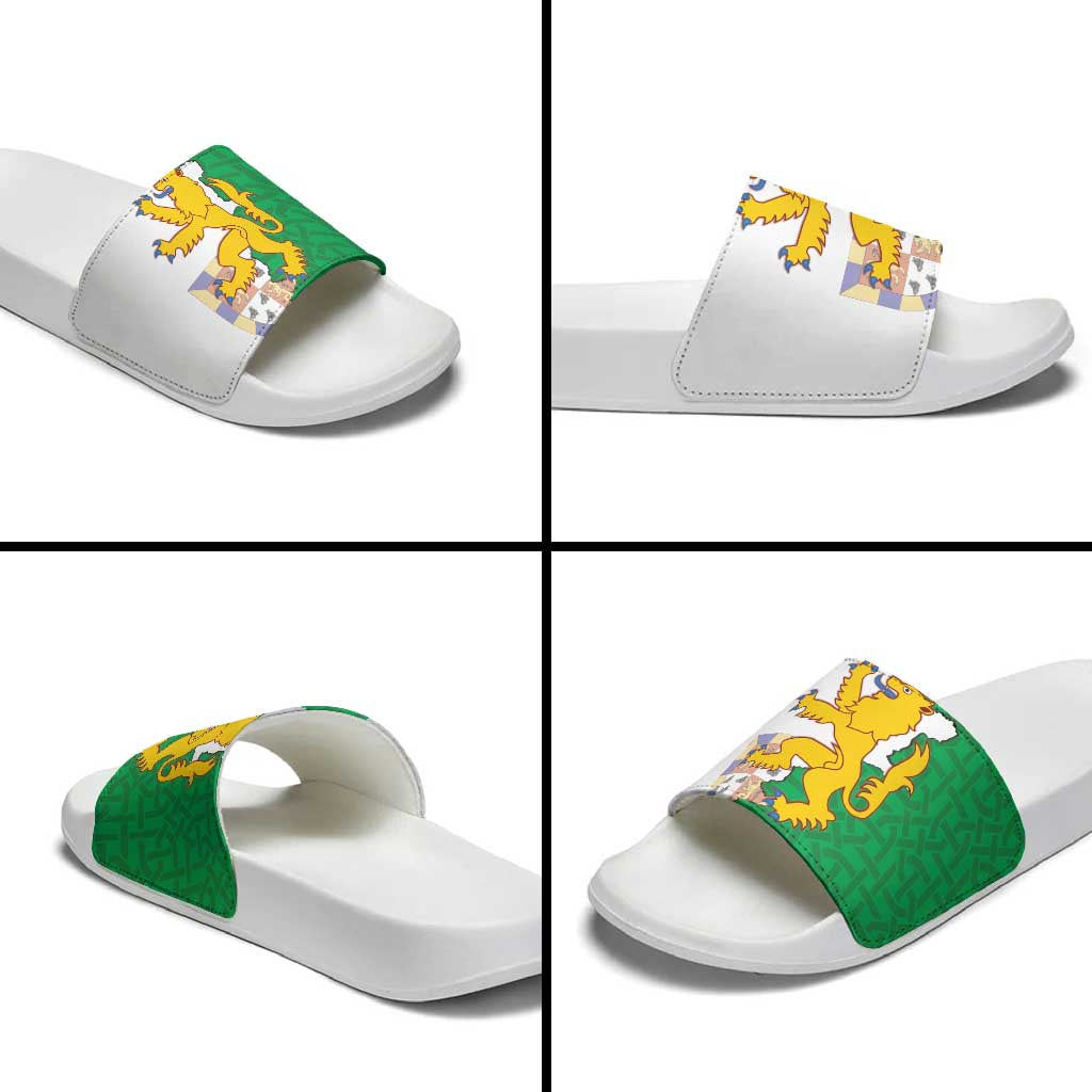 Radnorshire Wales Slide Sandals Map and Emblem Celtic Style - Wonder Print Shop