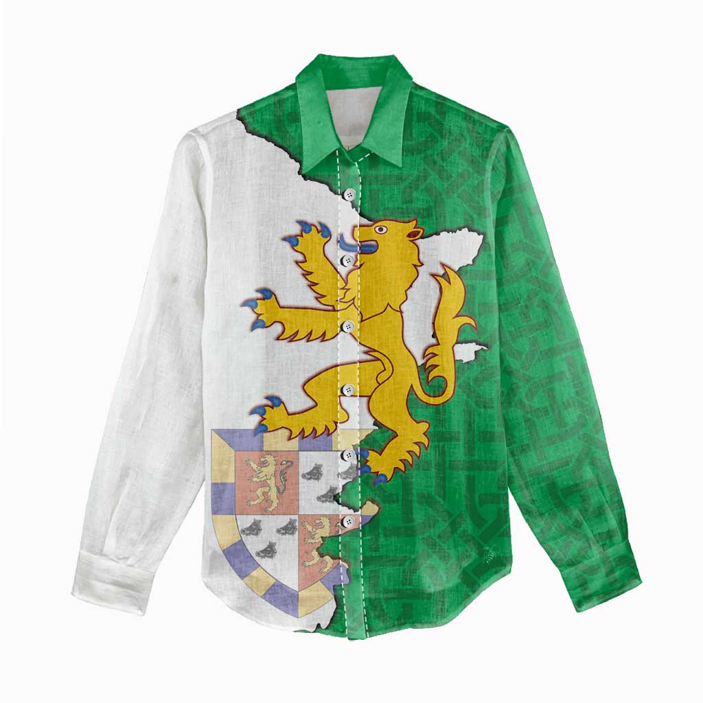 Radnorshire Wales Women Casual Shirt Map and Emblem Celtic Style - Wonder Print Shop