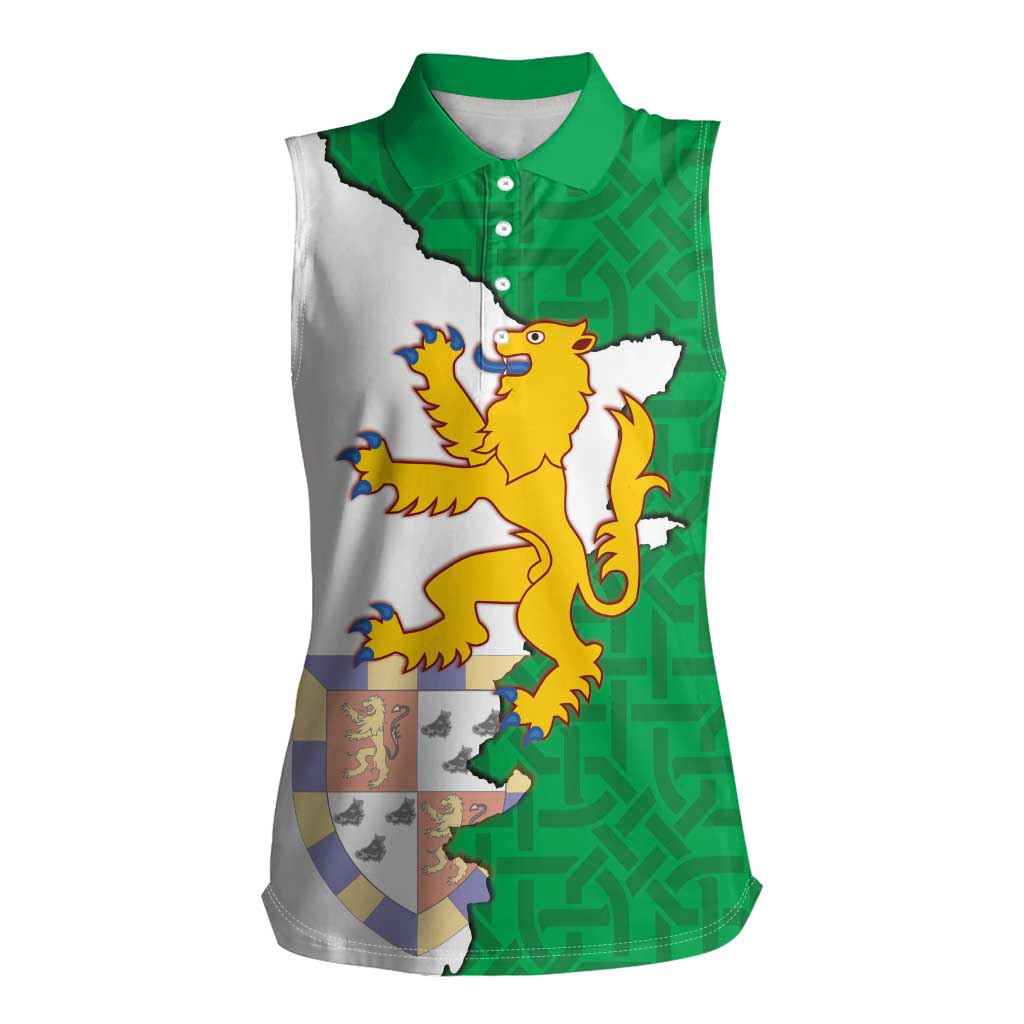 Radnorshire Wales Women Sleeveless Polo Shirt Map and Emblem Celtic Style - Wonder Print Shop