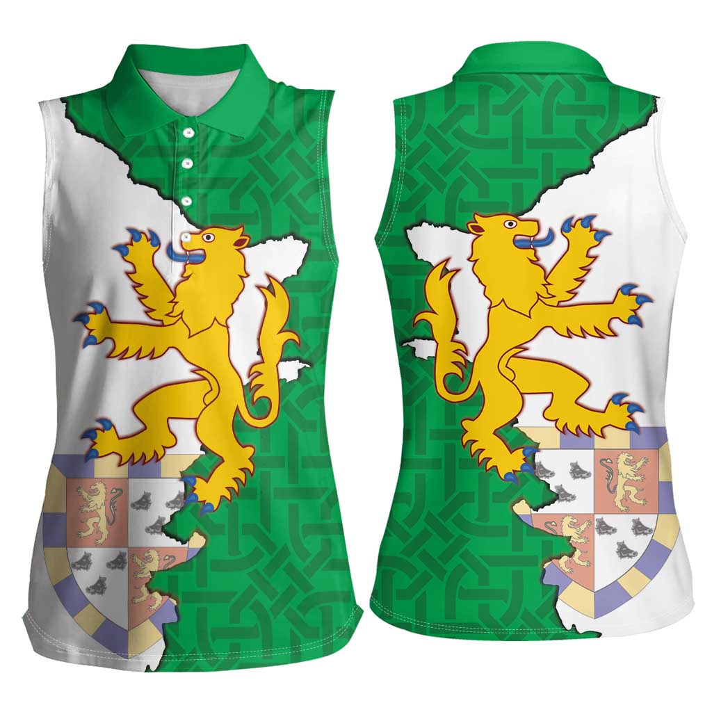 Radnorshire Wales Women Sleeveless Polo Shirt Map and Emblem Celtic Style - Wonder Print Shop