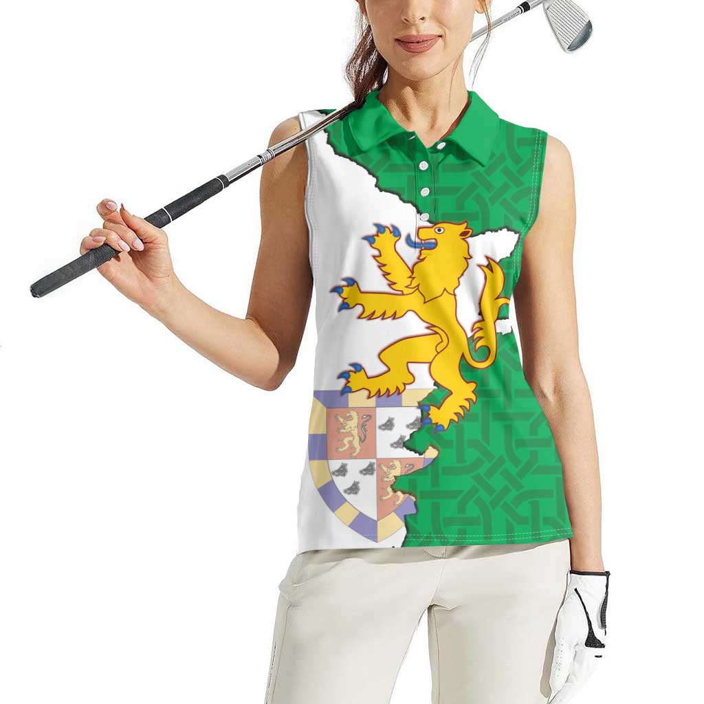 Radnorshire Wales Women Sleeveless Polo Shirt Map and Emblem Celtic Style - Wonder Print Shop