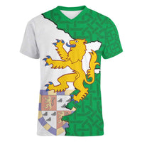 Radnorshire Wales Women V-Neck T-Shirt Map and Emblem Celtic Style - Wonder Print Shop