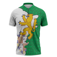 Radnorshire Wales Zipper Polo Shirt Map and Emblem Celtic Style - Wonder Print Shop