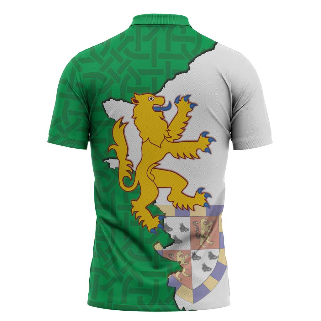 Radnorshire Wales Zipper Polo Shirt Map and Emblem Celtic Style - Wonder Print Shop