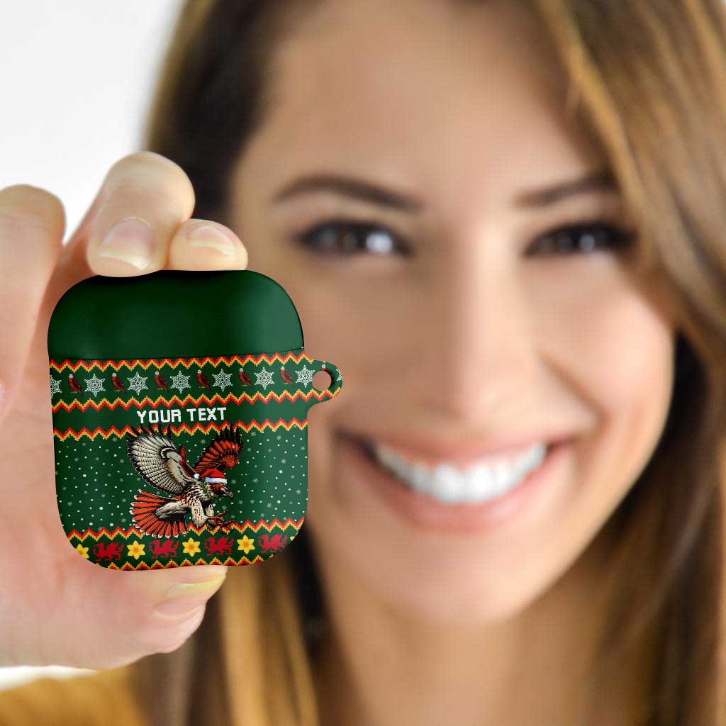 Personalized Radnorshire Wales Christmas AirPods Case Red-Tailed Hawk Design - Wonder Print Shop
