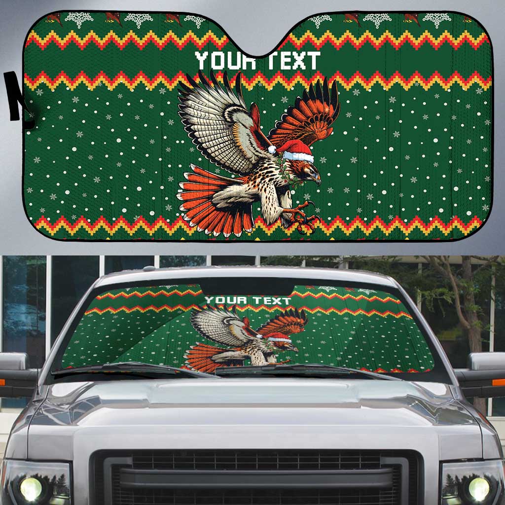 Personalized Radnorshire Wales Christmas Auto Sun Shade Red-Tailed Hawk Design - Wonder Print Shop